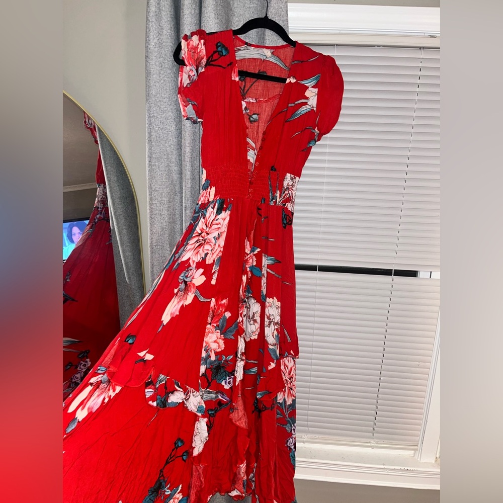 Jaase Red and Blue Floral Dress
